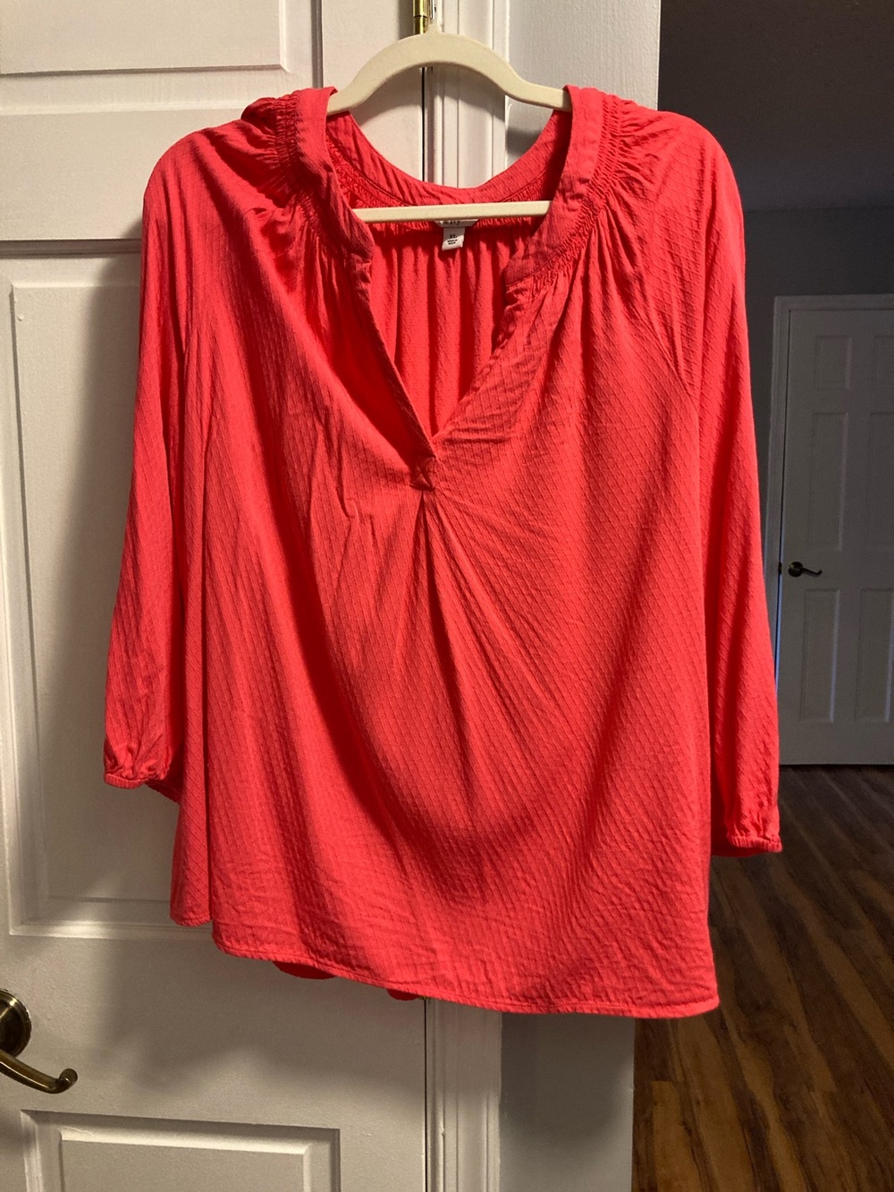 crown & ivy Coral Pink V-Neck Blouse
